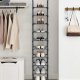SONGMICS 10-etagers skohylde, skostativ, pladsbesparende skoopbevaring, 33 x 33 x 173 cm, metalramme, hylder af ikke-v�vet stof, til entr&eacute;, sovev�relse, gr� LSR110G01