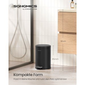 SONGMICS Pedalk&auml;rl f&ouml;r badrummet, 3 l st�lk&auml;rl med mjukst&auml;ngande lock, innerk&auml;rl, f&ouml;r avfall, sovrum, bl&auml;cksvart LTB013BZ01