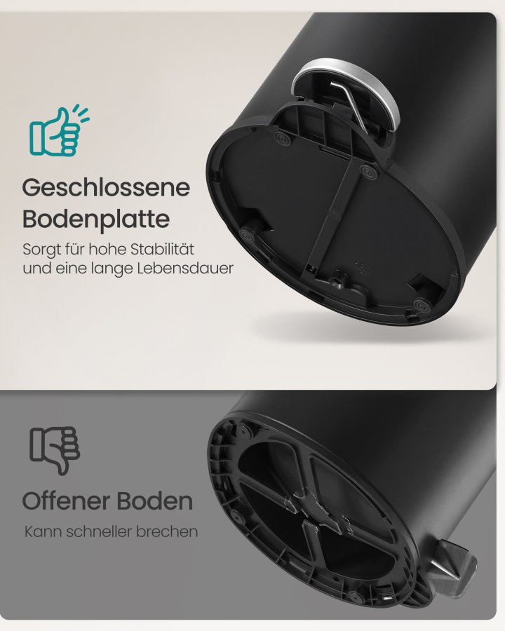 SONGMICS Pedalk&auml;rl f&ouml;r badrummet, 3 l st�lk&auml;rl med mjukst&auml;ngande lock, innerk&auml;rl, f&ouml;r avfall, sovrum, bl&auml;cksvart LTB013BZ01