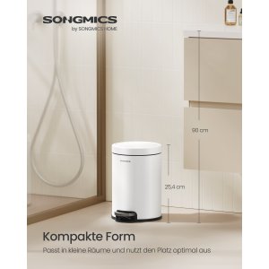 SONGMICS Pedalk&auml;rl f&ouml;r badrum, 3 l st�lk&auml;rl med mjukst&auml;ngande lock, innerk&auml;rl, f&ouml;r avfall, sovrum, Cloud White LTB013WZ01