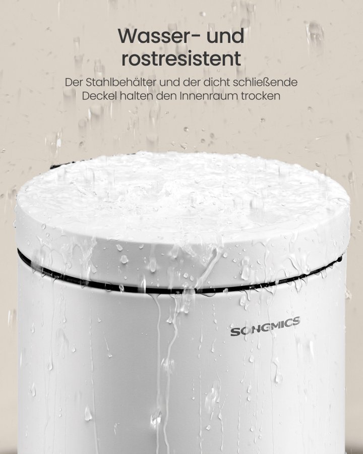SONGMICS Pedalk&auml;rl f&ouml;r badrum, 3 l st�lk&auml;rl med mjukst&auml;ngande lock, innerk&auml;rl, f&ouml;r avfall, sovrum, Cloud White LTB013WZ01