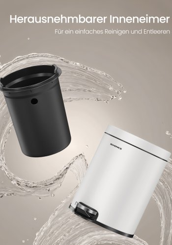 SONGMICS Pedalk&auml;rl f&ouml;r badrum, 3 l st�lk&auml;rl med mjukst&auml;ngande lock, innerk&auml;rl, f&ouml;r avfall, sovrum, Cloud White LTB013WZ01