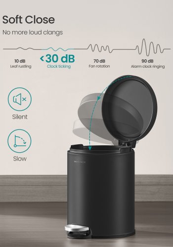 SONGMICS Pedalk&auml;rl f&ouml;r badrummet, 6 l st�lk&auml;rl med mjukst&auml;ngande lock, innerk&auml;rl, f&ouml;r avfall, sovrum, bl&auml;cksvart LTB016BZ02