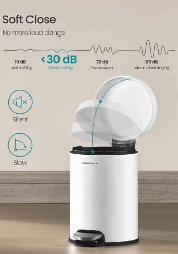 SONGMICS Pedalk&auml;rl f&ouml;r badrummet, 6 l st�lk&auml;rl med mjukst&auml;ngande lock, innerk&auml;rl, f&ouml;r avfall, sovrum, Cloud White LTB016WZ02