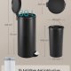SONGMICS 30L Rund Sopkorg med 15 Avfallsp�sar, Metallpedal, Avtagbar Plasthink, Handtag, Mjukst&auml;ngande Lock, St�l, Bl&auml;cksvart LTB031BZ02