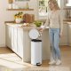 SONGMICS 30L Rund Sopkorg med 15 Avfallsp�sar, Metallpedal, Avtagbar Plasthink, Handtag, Mjukst&auml;ngande Lock, St�l, Cloud White LTB031WZ02