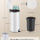 SONGMICS 30L Rund Sopkorg med 15 Avfallsp�sar, Metallpedal, Avtagbar Plasthink, Handtag, Mjukst&auml;ngande Lock, St�l, Cloud White LTB031WZ02