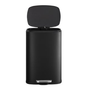 Songmics LTB050B02 50 liters k&ouml;ksavfallsbeh�llare med mjukst&auml;ngning och pedal, innerbeh�llare i st�l, svart