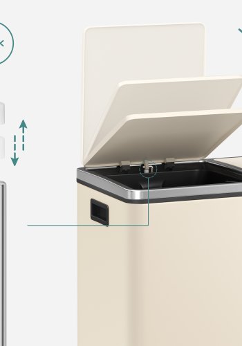 SONGMICS Dubbelfackig 2 x 30 L papperskorg med 2 avfallsp�sar, fotpedaler i metall, 15 innerbeh�llare i plast, lock, handtag, mjukst&auml;ngande, luftt&auml;t, kr&auml;mf&auml;rgad, LTB060A01