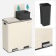 SONGMICS Dubbelfackig 2 x 30 L papperskorg med 2 avfallsp�sar, fotpedaler i metall, 15 innerbeh�llare i plast, lock, handtag, mjukst&auml;ngande, luftt&auml;t, kr&auml;mf&auml;rgad, LTB060A01