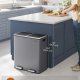 SONGMICS dubbel soptunna, 2 x 30 l metall�tervinningsk&auml;rl med 15 sopp�sar, 2 fack, med lock, pedaler, innerbeh�llare i plast, mjukst&auml;ngning, skiffergr� LTB060G01