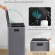 SONGMICS dubbel soptunna, 2 x 30 l metall�tervinningsk&auml;rl med 15 sopp�sar, 2 fack, med lock, pedaler, innerbeh�llare i plast, mjukst&auml;ngning, skiffergr� LTB060G01