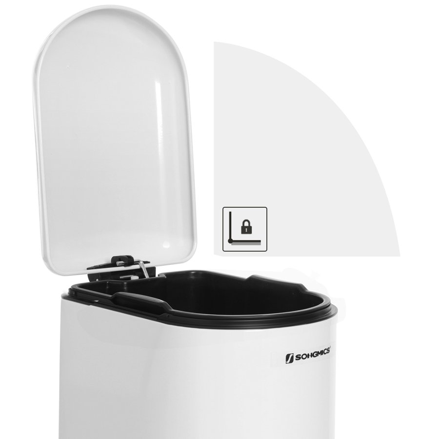 SONGMICS Slim papperskorg, 10L pedalk&auml;rl, st�l, uttagbar innerhink, l�ngsamt st&auml;ngande, f&ouml;r tr�nga utrymmen, vit LTB10WT