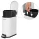 SONGMICS Slim papperskorg, 10L pedalk&auml;rl, st�l, uttagbar innerhink, l�ngsamt st&auml;ngande, f&ouml;r tr�nga utrymmen, vit LTB10WT