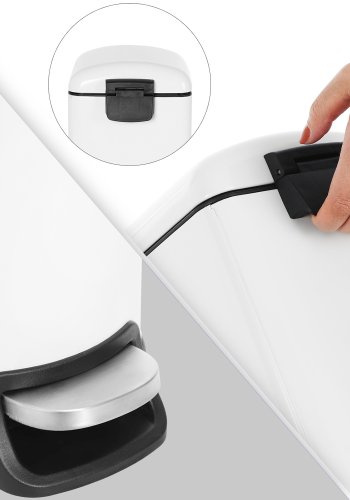 SONGMICS Slim papperskorg, 10L pedalk&auml;rl, st�l, uttagbar innerhink, l�ngsamt st&auml;ngande, f&ouml;r tr�nga utrymmen, vit LTB10WT