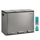 SONGMICS 3 x 15 l k&ouml;ksavfallsbeh�llare, 3-facks �tervinningsbeh�llare med 15 sops&auml;ckar, l&ouml;stagbara innerbeh�llare, lock, handtag, mjukst&auml;ngning, rostfritt st�l, silver LTB145EZ01