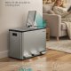 SONGMICS 3 x 15 l k&ouml;ksavfallsbeh�llare, 3-facks �tervinningsbeh�llare med 15 sops&auml;ckar, l&ouml;stagbara innerbeh�llare, lock, handtag, mjukst&auml;ngning, rostfritt st�l, silver LTB145EZ01