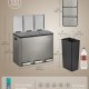 SONGMICS 3 x 15 l k&ouml;ksavfallsbeh�llare, 3-facks �tervinningsbeh�llare med 15 sops&auml;ckar, l&ouml;stagbara innerbeh�llare, lock, handtag, mjukst&auml;ngning, rostfritt st�l, silver LTB145EZ01