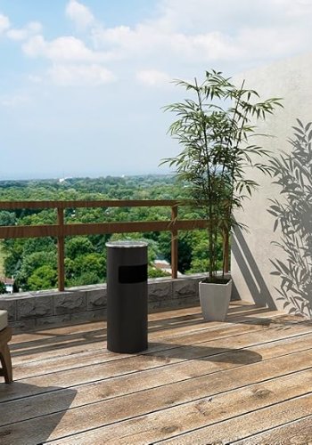 SONGMICS LTB17C udend�rs gulvaskeb�ger, rund - sort rustfrit st�l (H:60,4)