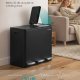 SONGMICS 3 x 18 l k&ouml;ksavfallsbeh�llare, 2-facks �tervinningsbeh�llare med 15 sops&auml;ckar, uttagbara innerbeh�llare, lock, handtag, mjukst&auml;ngning, st�l, svart LTB254BZ02
