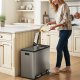 SONGMICS 3 x 4,8 gallon (3 x 18 l) k&ouml;ksavfallsbeh�llare, 2-facks �tervinningsbeh�llare med 15 sops&auml;ckar, l&ouml;stagbara innerbeh�llare, lock, handtag, mjukst&auml;ngning, rostfritt st�l, silver LTB254EZ01