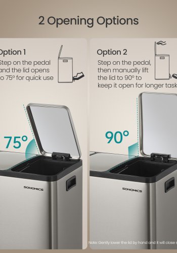 SONGMICS 3 x 4,8 gallon (3 x 18 l) k&ouml;ksavfallsbeh�llare, 2-facks �tervinningsbeh�llare med 15 sops&auml;ckar, l&ouml;stagbara innerbeh�llare, lock, handtag, mjukst&auml;ngning, rostfritt st�l, silver LTB254EZ01
