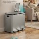 SONGMICS 3 x 4,8 gallon (3 x 18 l) k&ouml;ksavfallsbeh�llare, 2-facks �tervinningsbeh�llare med 15 sops&auml;ckar, l&ouml;stagbara innerbeh�llare, lock, handtag, mjukst&auml;ngning, rostfritt st�l, silver LTB254EZ01