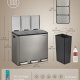 SONGMICS 3 x 4,8 gallon (3 x 18 l) k&ouml;ksavfallsbeh�llare, 2-facks �tervinningsbeh�llare med 15 sops&auml;ckar, l&ouml;stagbara innerbeh�llare, lock, handtag, mjukst&auml;ngning, rostfritt st�l, silver LTB254EZ01