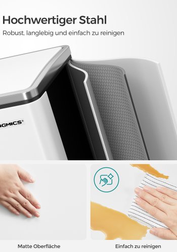 SONGMICS K&ouml;ksavfallsk&auml;rl, 2 x 15 l st�lavfallsk&auml;rl, Stegf&ouml;rsedd beh�llare med innerhinkar och handtag, Mjukst&auml;ngande, Luktf&ouml;rsegling, Vit LTB30WT