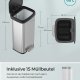 SONGMICS K&ouml;kssoptunna, 18-gallons soptunna i rostfritt st�l, med &ouml;ppet lock och pedal, mjukst&auml;ngande, h&ouml;g, stor och platsbesparande, silver och svart LTB520E68