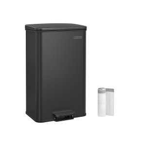 SONGMICS K&ouml;ksavfallsk&auml;rl, 40 liter (10,5 gallon), Stor Stegbeh�llare med lock, St�l, Mjukst&auml;ngning, 15 Innerp�sar, Svart LTB540B4002