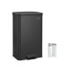SONGMICS K&ouml;ksavfallsk&auml;rl, 40 liter (10,5 gallon), Stor Stegbeh�llare med lock, St�l, Mjukst&auml;ngning, 15 Innerp�sar, Svart LTB540B4002