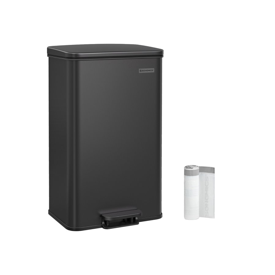 SONGMICS K&ouml;ksavfallsk&auml;rl, 40 liter (10,5 gallon), Stor Stegbeh�llare med lock, St�l, Mjukst&auml;ngning, 15 Innerp�sar, Svart LTB540B4002