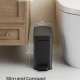 SONGMICS Badrumspapperskorg, 1,3 gallon liten papperskorg med lock, smal f&ouml;r sm� utrymmen, papperskorg i rostfritt st�l, mjukst&auml;ngande, svart ULTB560B05
