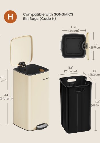 Papperskorg, 23 liters papperskorg, k&ouml;ksavfallsbeh�llare i rostfritt st�l, sandbeige