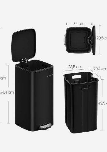 SONGMICS 30L k&ouml;ksavfallsbeh�llare med innerhink, mjukst&auml;ngning och &ouml;ppningsbart grepp, bl&auml;cksvart LTB593B02