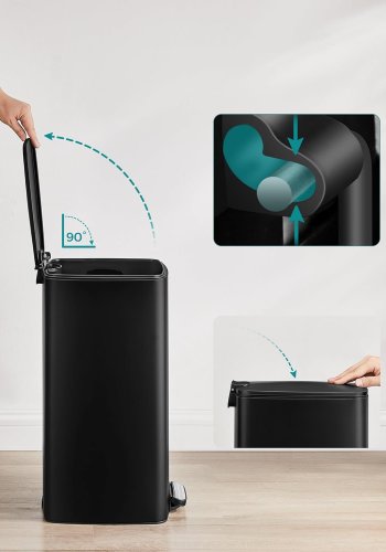 SONGMICS 30L k&ouml;ksavfallsbeh�llare med innerhink, mjukst&auml;ngning och &ouml;ppningsbart grepp, bl&auml;cksvart LTB593B02
