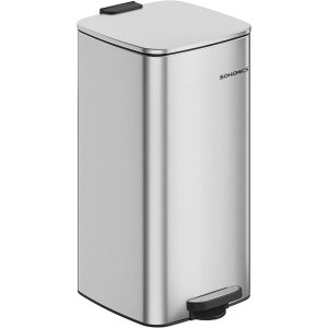SONGMICS LTB593E01 30 liters pedalhink i st�l med innerhink, mjukst&auml;ngning och &ouml;ppningsgrepp, metallic silver LTB593E01