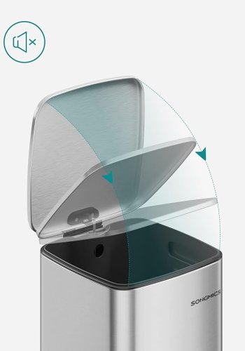 SONGMICS LTB593E01 30 liters pedalhink i st�l med innerhink, mjukst&auml;ngning och &ouml;ppningsgrepp, metallic silver LTB593E01