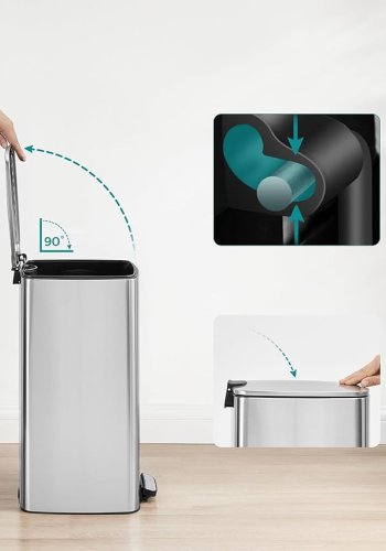 SONGMICS LTB593E01 30 liters pedalhink i st�l med innerhink, mjukst&auml;ngning och &ouml;ppningsgrepp, metallic silver LTB593E01