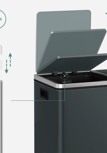 SONGMICS LTB60GS soptunna, 2x30L, med dubbelt fack och 15 avfallsp�sar, innerk&auml;rl av plast, lock, mjukst&auml;ngning, luktt&auml;tning - r&ouml;kgr�tt och svart st�l