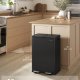 SONGMICS K&ouml;ksavfallshink, 2 x 30 l pedalhinkar med dubbla fack, mjukst&auml;ngande lock och innerhinkar, st�l, inklusive 15 p�sar, bl&auml;cksvart LTB741B02
