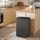 SONGMICS K&ouml;ksavfallshink, 2 x 30 l pedalhinkar med dubbla fack, mjukst&auml;ngande lock och innerhinkar, st�l, inklusive 15 p�sar, skiffergr� LTB741G01