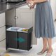 SONGMICS K&ouml;ksavfalls- och �tervinningsbeh�llare, Inbyggd papperskorg f&ouml;r sk�p, 2 x 15 liters dubbla fack, Smidig utdragbar design, St�lram, ABS-lock, Bl&auml;cksvart LTB950B01