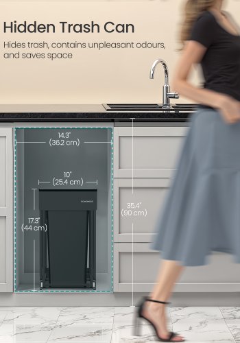 SONGMICS K&ouml;ksavfalls- och �tervinningsbeh�llare, Inbyggd papperskorg f&ouml;r sk�p, 2 x 15 liters dubbla fack, Smidig utdragbar design, St�lram, ABS-lock, Bl&auml;cksvart LTB950B01