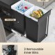 SONGMICS K&ouml;ksavfalls- och �tervinningsbeh�llare, Inbyggd papperskorg f&ouml;r sk�p, 2 x 15 liters dubbla fack, Smidig utdragbar design, St�lram, ABS-lock, Bl&auml;cksvart LTB950B01