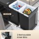 SONGMICS K&ouml;ksavfalls- och �tervinningsbeh�llare, Inbyggd papperskorg i sk�p, 2 x 20 liters dubbla fack, Smidig utdragbar design, St�lram, ABS-lock, Bl&auml;cksvart LTB951B01
