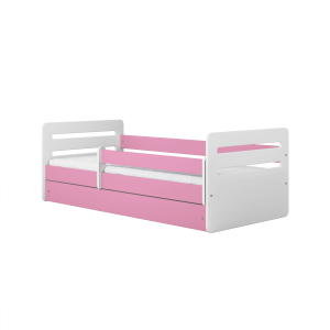 Tomi juniorseng, m. madras, sengehest, skuffe - hvid og lyserd spnplade og MDF (160x80)