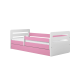 Tomi juniorseng, med madrass, sengehest, skuff - hvit og rosa sponplate og MDF (140x80)
