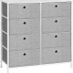 SONGMICS Kommode, Opbevaringsm�bel med 8 Letudtr�kkelige Stoffskuffer, Kommode, Organisationsm�bel med Metalramme, Bordplade, Til Skab, B�rnev�relse, Lysegr� og Hvid LTS24W